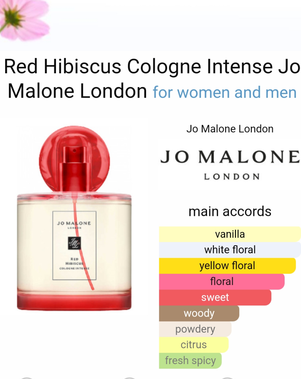 Red Hibiscus Cologne Intense by Jo malone 100ml